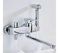 180° Swivel Wall Mounted Kitchen Faucet with Spray Gun Chrome Double Switch Tap 25cm Swivel Arm Modern Design for Easy Kitchen Cleaning and Cooking Tasks