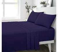 180 Thread Count 100% Pure Cotton Percale Flat Sheet (Navy, Double: 224x248cm)