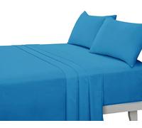 180 Thread Count 100% Pure Soft And Luxurious Easy Care And Easy Iron Plain Dyed Percale Cotton Weave Flat Sheet For Hotel Quality Bedding (Teal, Single: 175 x 248cm)