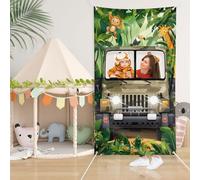 180 x 100cm Safari Photo Prop Jungle Backdrop Adventure Photo Background Jungle Toss Game Banner for Birthday Party Trunk or Treat Event Decor