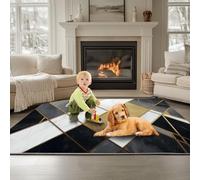 180 x 240 cm Rectangular Area Rug - Simple Marble Texture, Grey Short Pile Carpet, Machine Washable & Non-Slip Area Rug for Bedroom Living Room Dining Room Study Room Decor