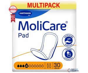 180 x MoliCare Pad Unisex Incontinence Pad - 4 Drops - 6 Packs of 30 - 825ml