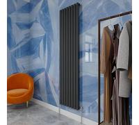 1800×472mm Anthracite Vertical Designer Radiator - Single Oval Column Central Heating Panel for Kitchen & Bathroom, Slim Space Saving Wall Mounted Heater