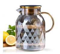 1800 ml Glass Water Pitcher/Teapot with Lid and Filter Borosilicate Glass Jug for Hot and Cold Tea/Drinks Diamond Pattern Iced Tea Jug Fruit Infuser Water Carafe Juice Pitcher Fridge Home Office