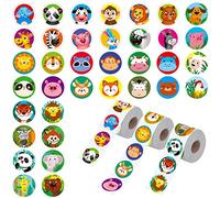 1800 PCS Round Animal Stickers, 36 Designs Adorable Cartoon Teacher Reward Encouragement Stickers for Kids, Party Decoration Sticker for School Classroom Home with Perforation Line(1” Each, 3 Rolls)
