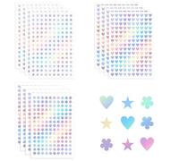 1800 PCS Tiny Star Stickers Holographic Stickers Self-Adhesive Mini Star Stickers for Kids Reward, Rainbow Small Flower Heart Stickers for Kids Reward Stickers Glitter Stickers for Classroom Reward