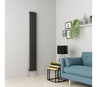 (1800 x 237mm Single, Anthracite) Oval Tube Designer Radiator