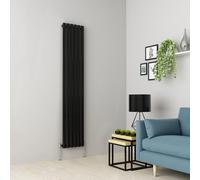(1800 x 355mm Single, Black) Oval Tube Designer Radiator