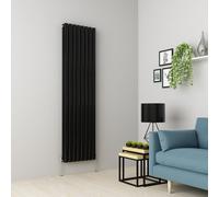 (1800 x 473mm Double, Black) Oval Tube Designer Radiator
