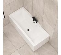 1800 x 800mm Double Ended Straight Bath for Bathroom, Baths Soaking Tubs, White Gloss - Square