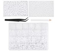 18000PCS White Pearl Beads, with 2 Rhinestone Sticker&Tweezer, for Crafting | Acrylic, Half Round Beads, 2/3/4/5/6/8/10/12 mm, Flat Back Pearls, for DIY Crafts, Nail Art, Shoes, Clothes, Bags, Phone Case