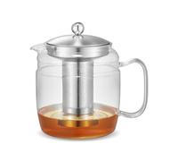 1800ML Glass Teapot, Cold Water Kettle, High Borosilicate Glass Material, Removable Stainless Steel Filter, Heat Resistant, Can Be Heated on Open Flame, Suitable for Brewing Loose Tea, Flower Tea