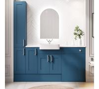 1800mm Blue Toilet and Sink Unit with Storage Units & Chrome Fittings - Vancouver