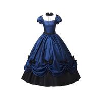 1800s Rococo Dresses for Women UK 2024 Clearance Floral Printed Renaissance Dress Retro Gothic Dress Victorian Ball Gowns Costumes Medieval Vintage Tea Party Prom Dress Fancy Dress for Adults Blue