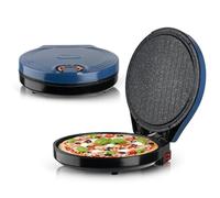1800W Tabletop Pizza Maker,12" Portable Pizza Oven with independent Temperature Control,Non-Stick Surface/Quick Heating,Countertop Pizza Maker for Crepe Pancake Omelette Maker Blue B