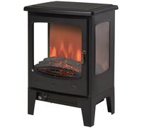 1800W Tempered Glass Electric Fireplace Heater Black