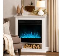 1800W White Electric Fire with Remote & Timer for Living Room HOMCOM White One Size