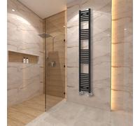 (1800x300mm) Warmehaus Curved Heated Towel Rail Central Heating for Bathroom Kitchen Radiator Ladder Black