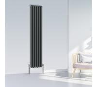 (1800x354mm Double, Anthracite) NRG Oval Column Designer Radiator Horizontal Vertical Central Heating Radiator Rads