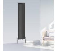 (1800x354mm Single, Black) NRG Oval Column Designer Radiator Horizontal Vertical Central Heating Radiator Rads