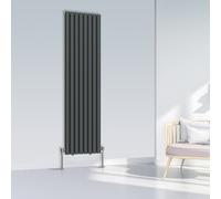 (1800x472mm Double, Anthracite) NRG Oval Column Designer Radiator Horizontal Vertical Central Heating Radiator Rads