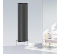 (1800x472mm Single, Black) NRG Oval Column Designer Radiator Horizontal Vertical Central Heating Radiator Rads