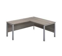 1800X800 Goal Post Left Hand Return Desk Grey Oak-Silver