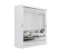(180cm/+ 2 drawers, White) ELUKS Modern Sliding Door Wardrobe SKY
