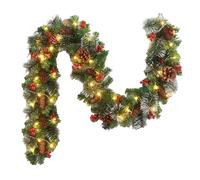 180cm/270cm Christmas Branches with Red Berrys Reusable Christmas Red Berrys Rattan Decoration Props Festive Party Supplies for Home Wall Door 2.7m