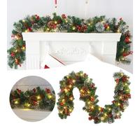180cm/270cm Christmas Branches with Red Berrys Reusable Christmas Red Berrys Rattan Decoration Props Festive Party Supplies for Home Wall Door 1.8m