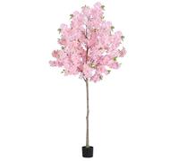 180cm/5.9FT Cherry Blossom Tree Artificial Indoor & Outdoor - Realistic Fake Flowering Tree with Cement-Filled Pot, Large Faux Sakura Plant for Garden, Office, Wedding