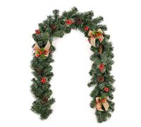 180cm/5.9ft Lit Christmas Tree Garland Green Pre Berries And Pine Cones Frosted Tips Home Door Mantel Fireplace Xmas Light Up Hanging Decor, PVC