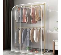 180cm/71" Extra-Tall Clothes Rack Cover for Double Hanging Rods, Waterproof&Dustproof Garment Rail Protector with Zipper, Clear Coat Storage Bag for Long Dresses, Jackets&Suits (L120cm(47inch))