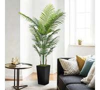 180cm Artificial Palm Tree Indoor,Tall Artificial Plants in Black Planter, Fake Tropical Palm Tree for Home Office Living Room Farmhouse Decor