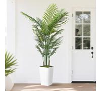 180cm Artificial Palm Tree Indoor,Tall Artificial Plants in White Planter,Faux Areca Tropical Palm Floor Plant for Home Office Living Room Farmhouse Decor