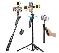 180CM Automatic Face Tracking Phone Tripod for Smartphone with Light | 360° Rotation Selfie Stick Tripod for iPhone/Android/GoPro, Mobile Phone Holder Tripod for Live Stream Video Recording