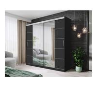 (180CM, BLACK) FH DALLAS Modern Sliding Door Wardrobe with Mirror