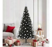 180cm Black PVC Artificial Christmas Tree with 300 Warm White LED Strip Lights, Modern Cone-Shaped Design, Durable Stand for Indoor Outdoor Holiday Decor