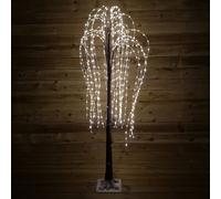 180cm Brown Flocked Willow Tree 600 LED Warm White Garden Christmas Decoration Samuel Alexander Beige One Size