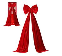 180cm Christmas Tree Bows - Giant Velvet Bows for X'mas Tree | Extra Large Christmas Bow Decoration | Vintage Velvet Ribbon X'mas Ornament | Red Bow Velvets Ornament for Window Mantle Wall Door Decor