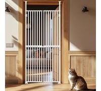 180cm Extra Tall Pet Gate Cat Door with Doors Locks Fits doors from 194-240cm Tall Extendable Adjustable Dog Gate indoor no Drilling, Pressure Mounted for Doorways Kitchen Bedroom (L)