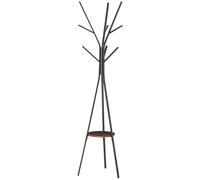 180cm Free Standing Coat Rack Metal Shelf Holder Stand Hat Hanger Brown