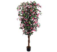 Leaf Design UK Realistic Artificial Flower Plant Tree, Pink, 180cm