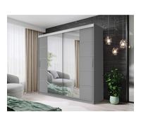 (180CM, GREY) FH DALLAS Modern Sliding Door Wardrobe with Mirror