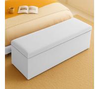 180Cm Plush Velvet Upholstered White Ottoman Storage Box With Plain Lid - End Of Bed Bench / Deep Storage Chest