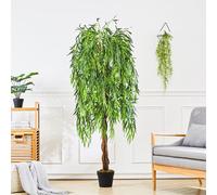 180cm Realistic Artificial Willow Tree - Lush Green Leaves, Low Maintenance, Sturdy Trunk, Base Included