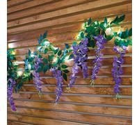 180cm Solar Light Artificial Wisteria Garland Purple Vine For Outdoor Garden Wedding Wall