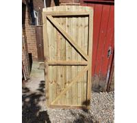 180cm x 60cm Wooden Garden Gate | Pressure Treated Feather Edge Timber Gate | Dome Top Heavy Duty 6cm Thick Semi-Braced Side Gate