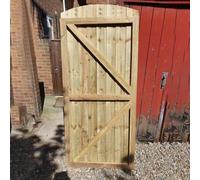 180cm x 90cm Wooden Garden Gate | Pressure Treated Feather Edge Timber Gate | Dome Top Heavy Duty 6cm Thick Semi-Braced Side Gate