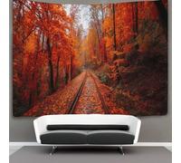 180cmx230cm Tapestry Railway Tracks in Crimson Forest Tapestries 3D Printing Wall Hanging Home Decorations